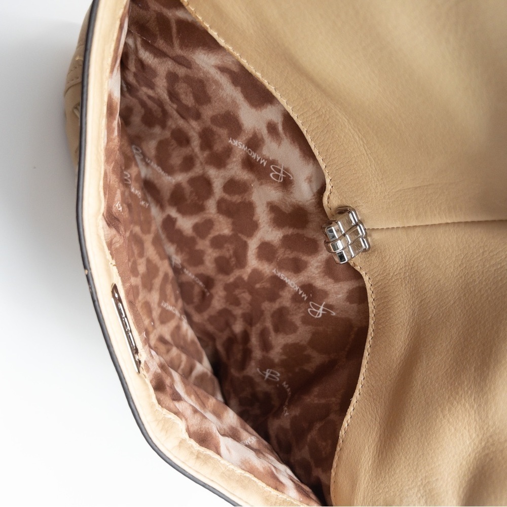 B Makowsky Glove Maisie Leather Hobo Bag with Woven Detail Basketweave Light Tan - Picture 12 of 15